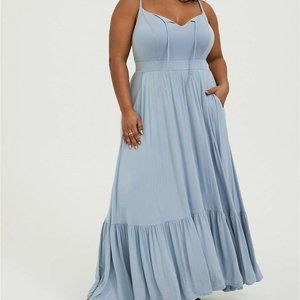 torrid | Super Soft Light Blue Shirred Hem Maxi Dress - Size 0